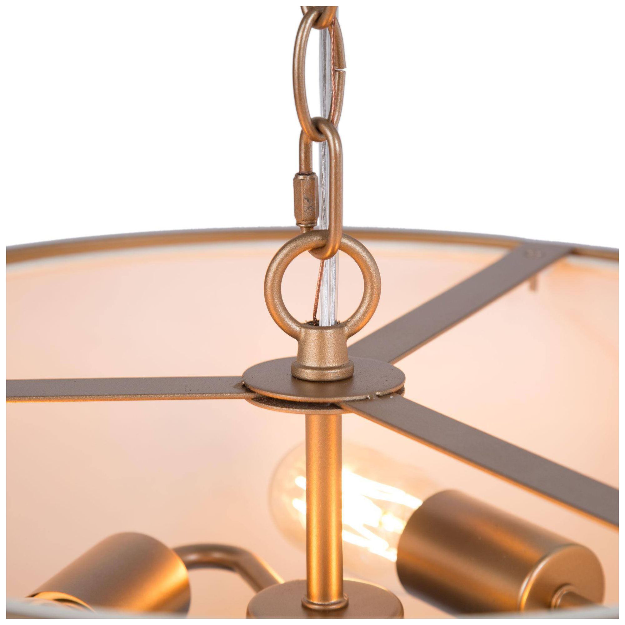 Image 4 3-Light 15.7"W Drum Metallic Gold Chandeliers more views