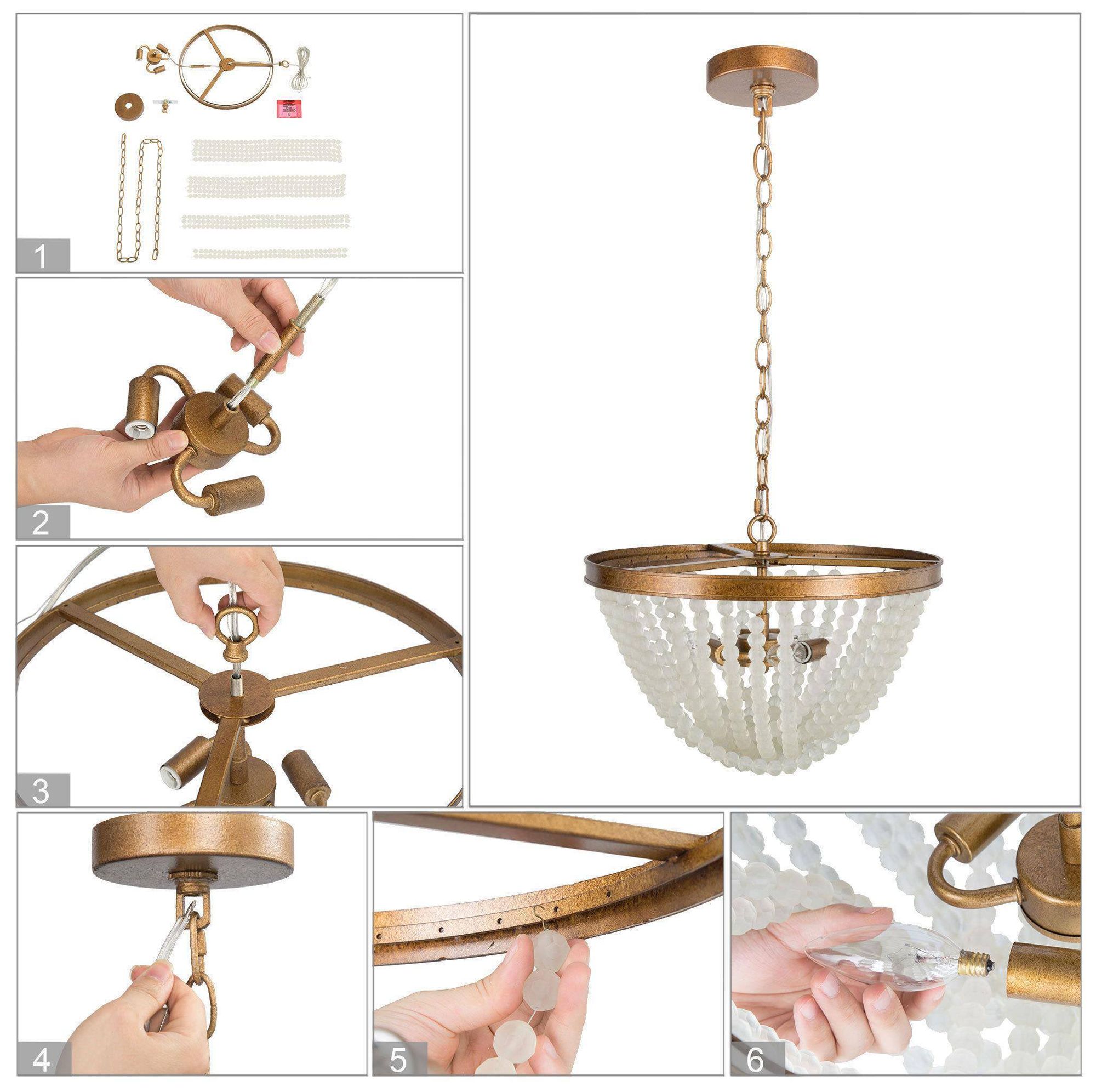 Image 7 3-Light 15.7"W Tiered Brushed Antique Gold  Chandeliers more views