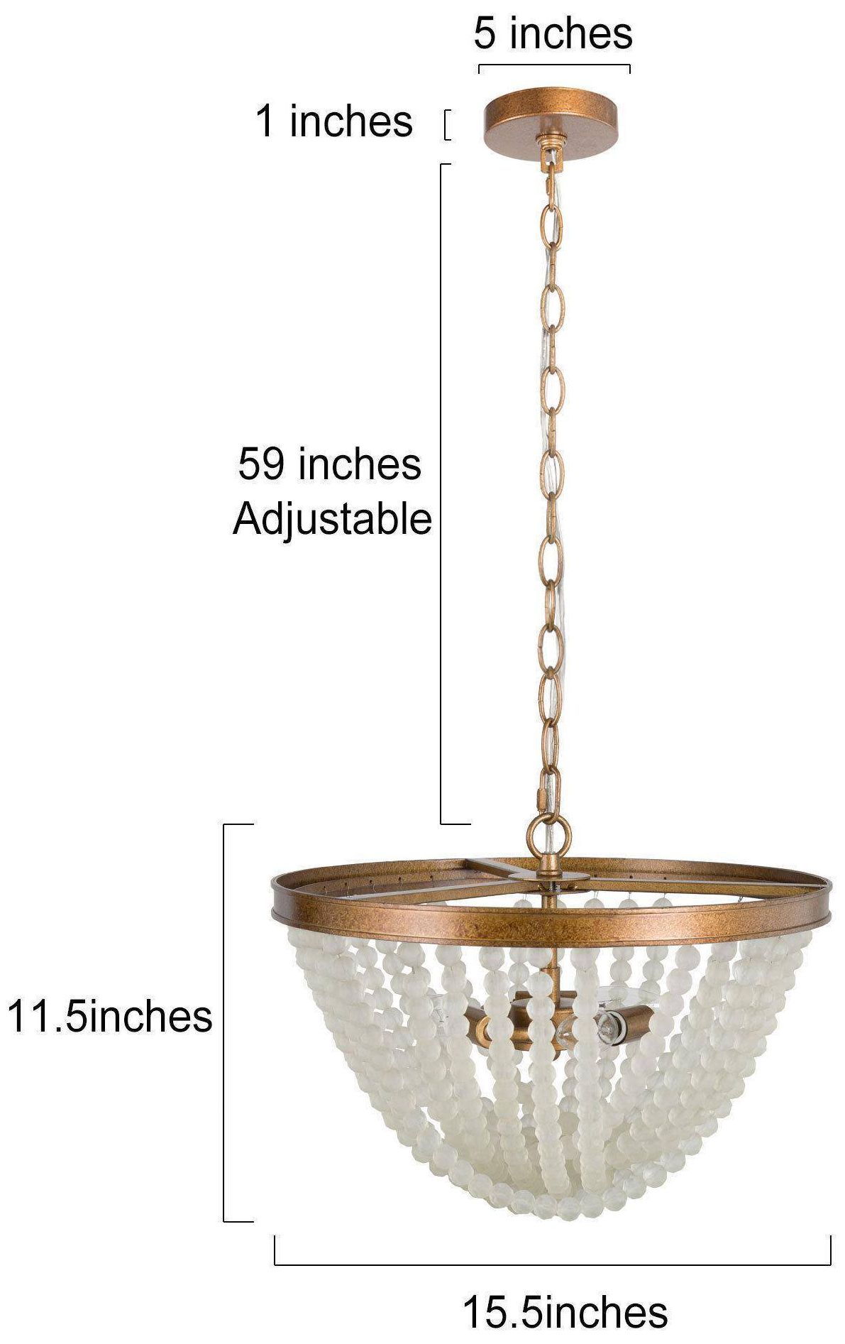 3-Light 15.7"W Tiered Brushed Antique Gold  Chandeliers