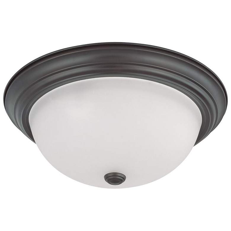 Image 1 3 Light; 15 in.; Flush Mount with Frosted White Glass