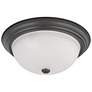 3 Light; 15 in.; Flush Mount with Frosted White Glass