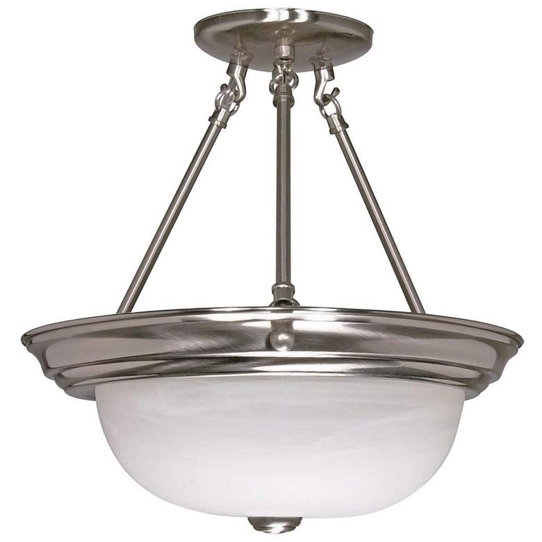 Image 1 3 Light; 15 in.; Semi-Flush; Alabaster Glass