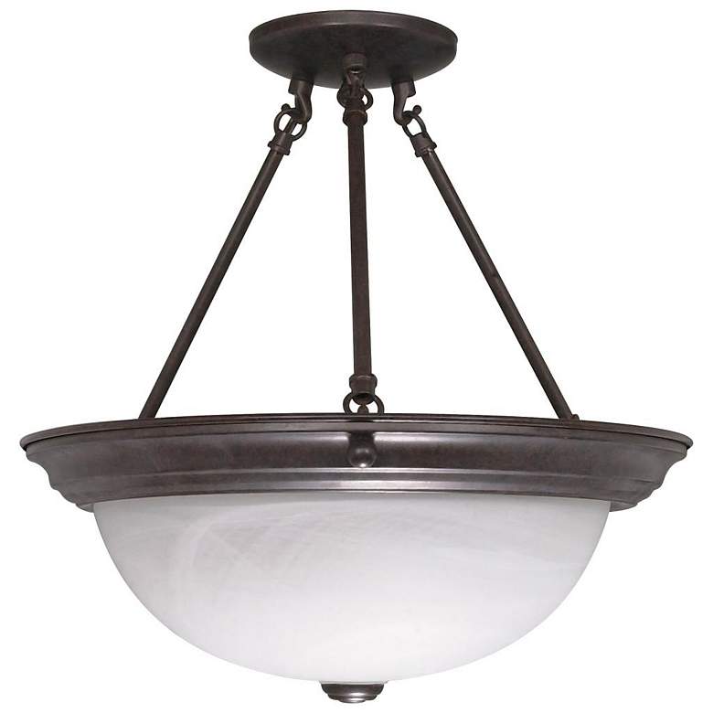 Image 1 3 Light; 15 in.; Semi-Flush; Alabaster Glass