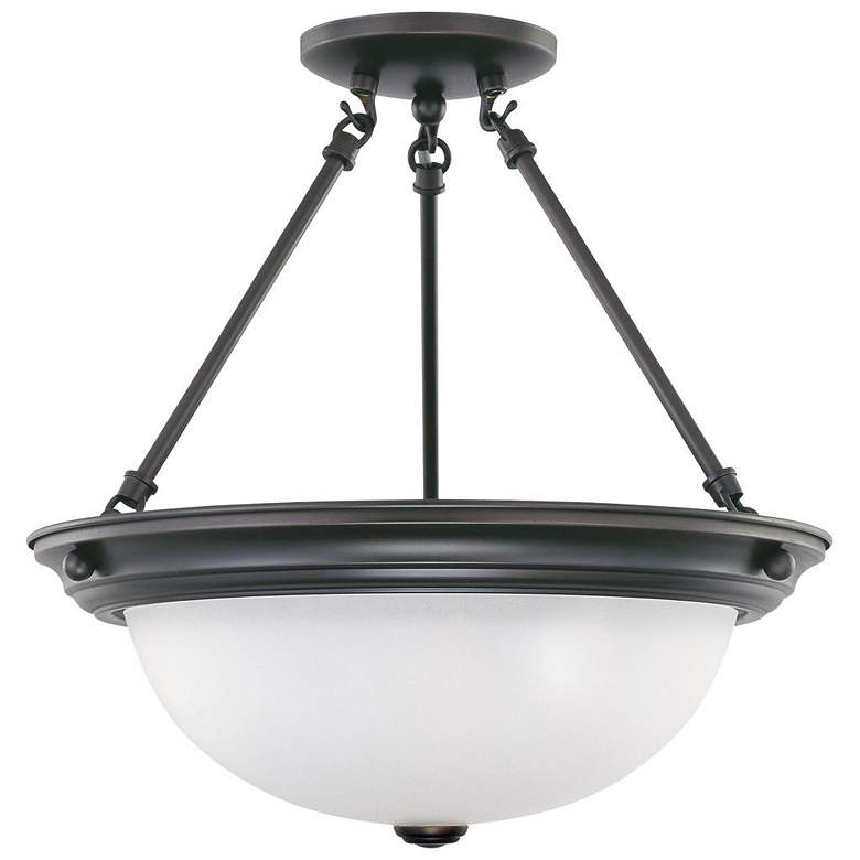 Image 1 3 Light; 15 in.; Semi-Flush with Frosted White Glass