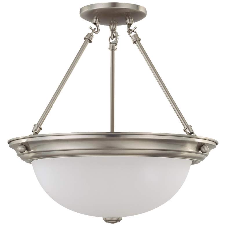 Image 1 3 Light; 15 in.; Semi-Flush with Frosted White Glass