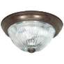 3 Light - 15" - Flush Mount - Clear Ribbed Glass - Old Bronze Finish