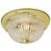 3 Light - 15" Flush with Clear Ribbed Glass - Polished Brass Finish
