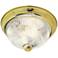 3 Light - 15" Flush with Clear Ribbed Swirl Glass - Polished Brass Fin