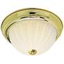 3 Light - 15" Flush with Frosted Melon Glass - Polished Brass Finish