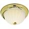 3 Light - 15" Flush with Frosted Melon Glass - Polished Brass Finish