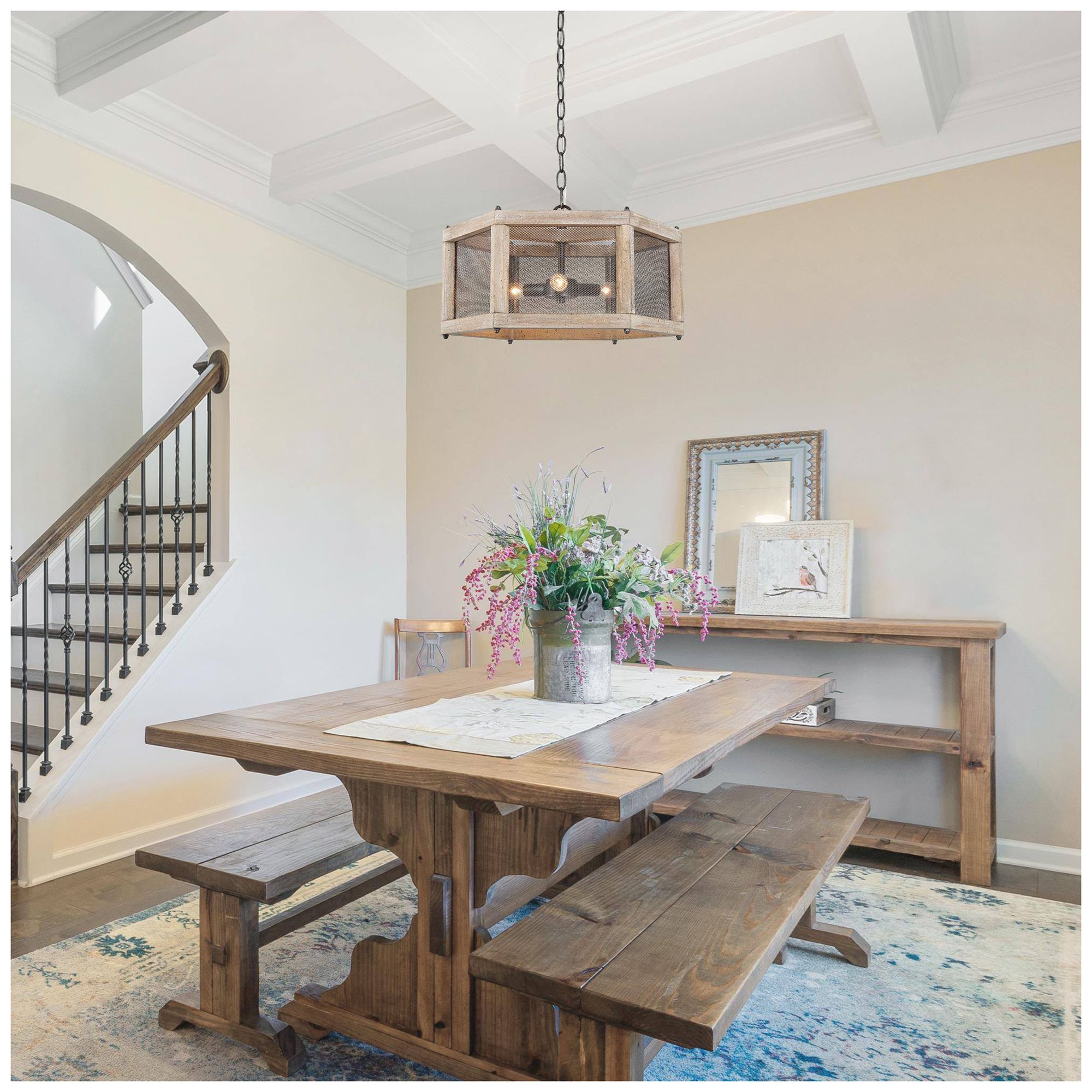 Image 2 3-Light 18.1"W Geometric Spotted wood Chandeliers more views