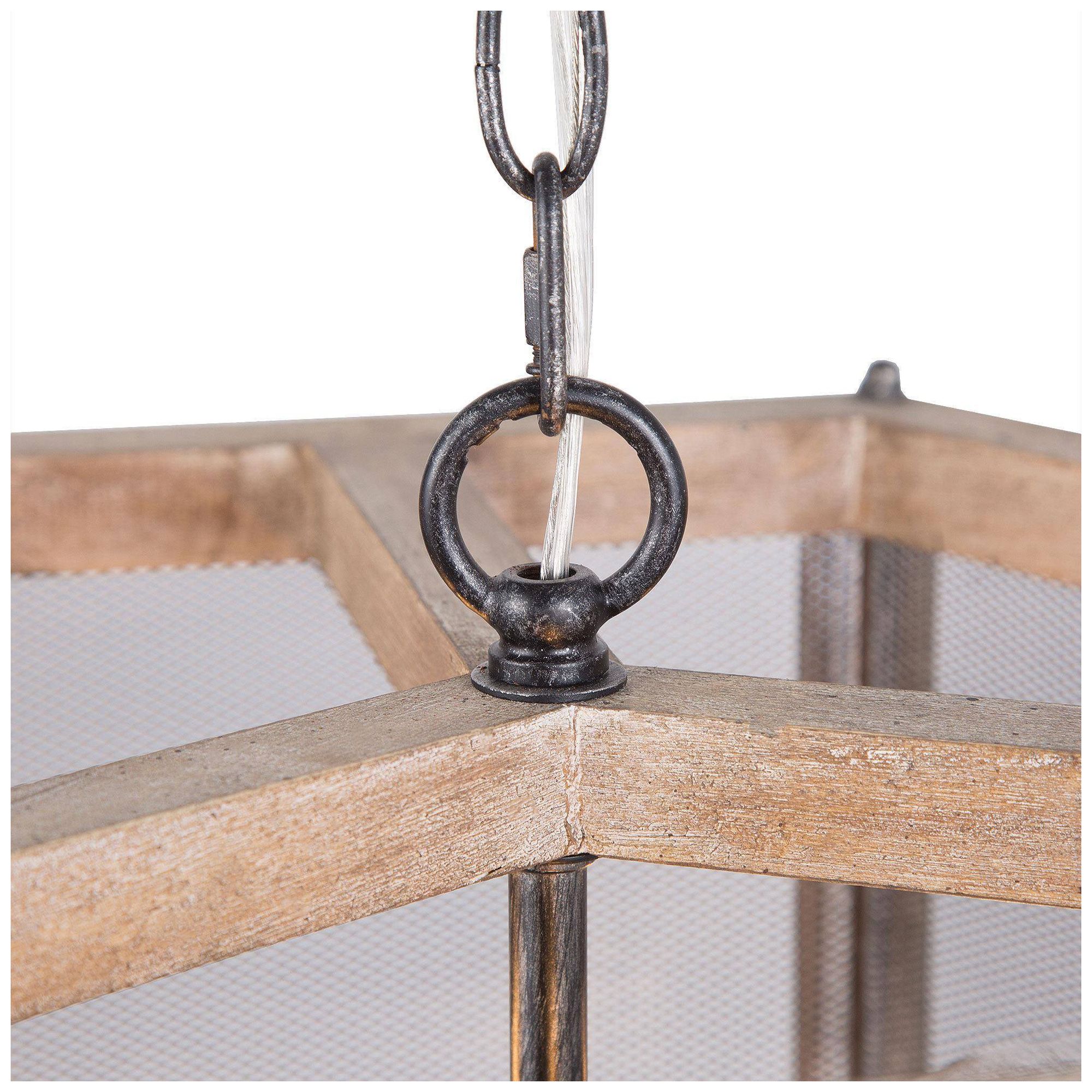 Image 3 3-Light 18.1"W Geometric Spotted wood Chandeliers more views