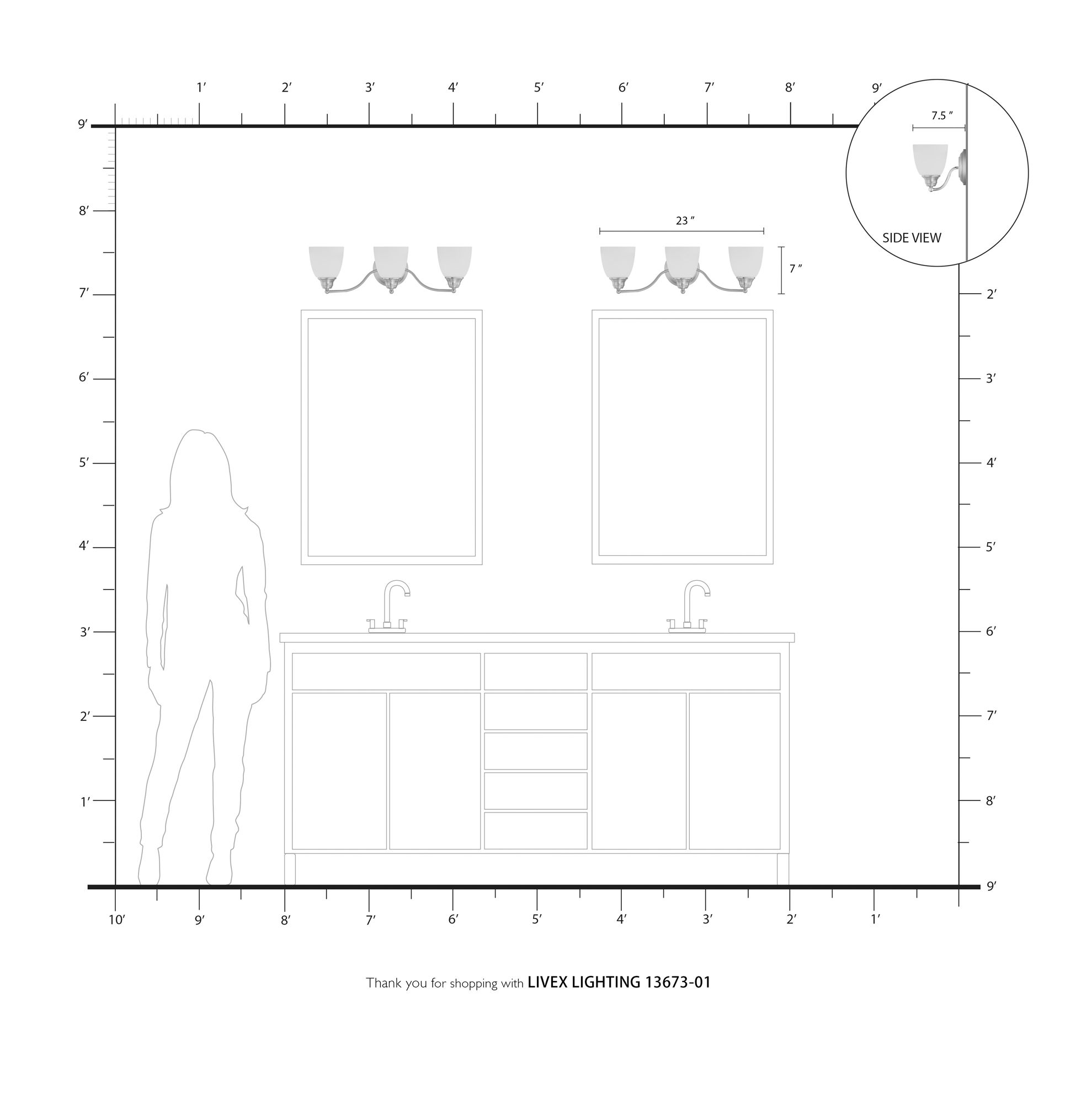 3 Light Antique Brass Bath Vanity