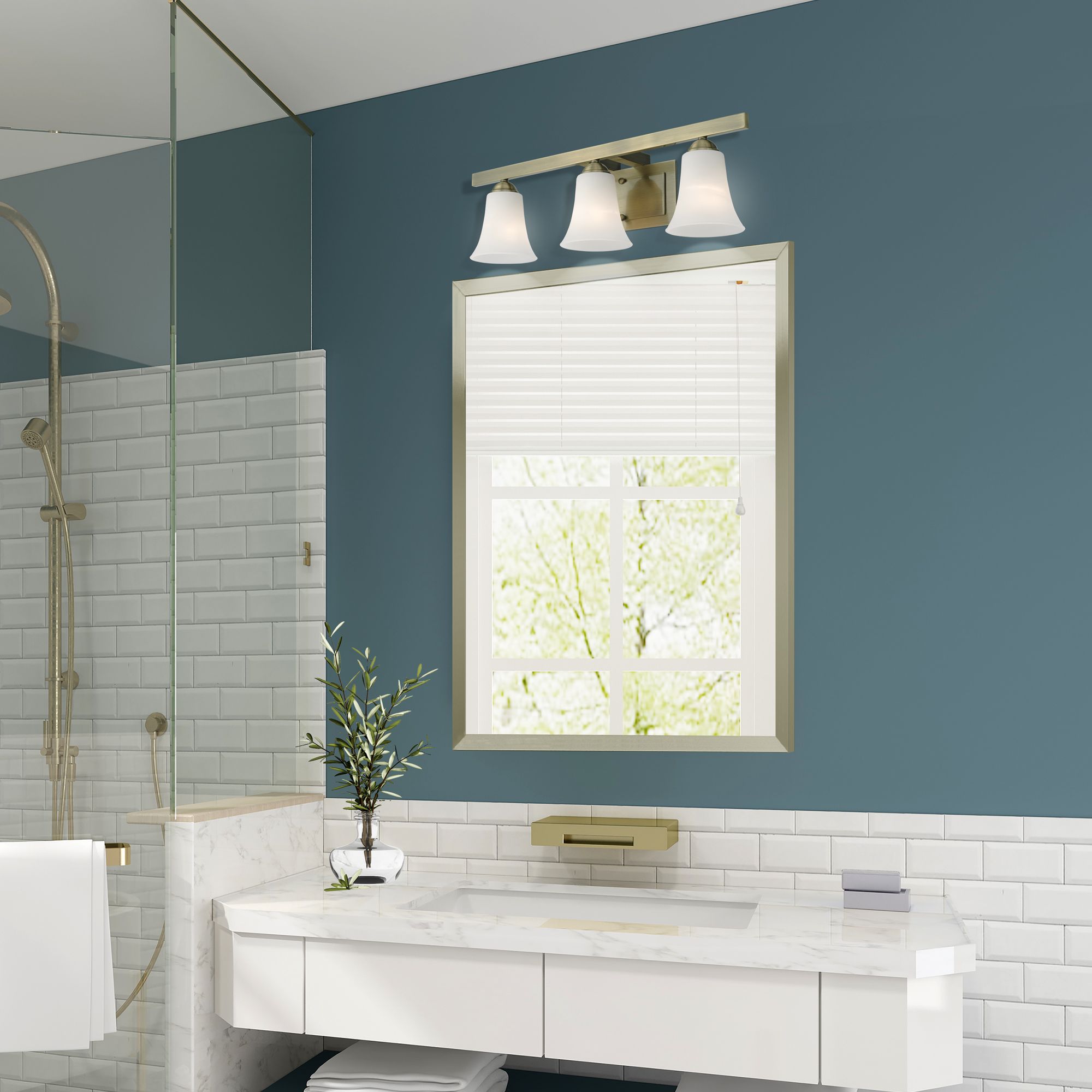 3 Light Antique Brass Bath Vanity