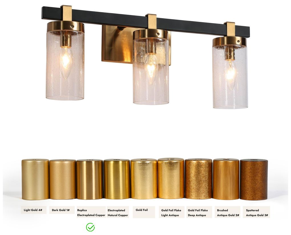 Image 4 3-Light Antique Brass Bathroom Vanity Light more views