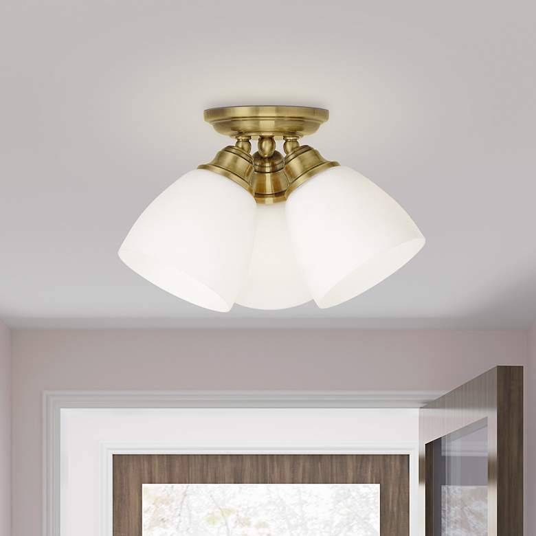 Image 1 3 Light Antique Brass Ceiling Mount