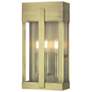 2_3 Light Antique Brass Large Outdoor Wall Lantern with Clear Glass