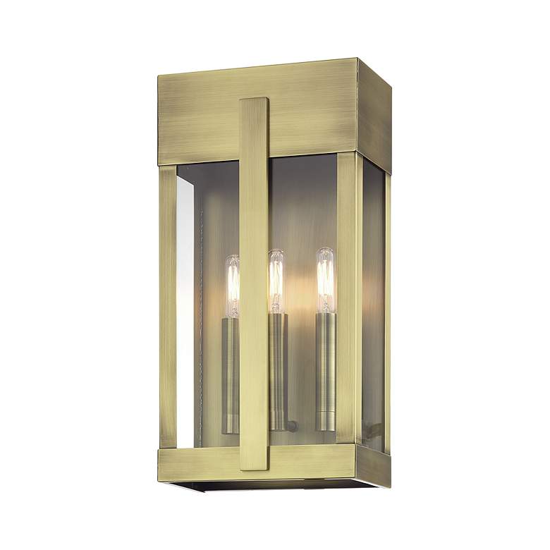 Image 3 3 Light Antique Brass Large Outdoor Wall Lantern with Clear Glass more views