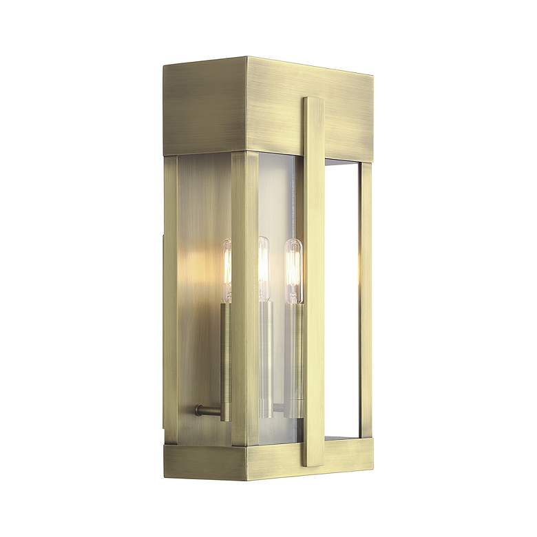 Image 4 3 Light Antique Brass Large Outdoor Wall Lantern with Clear Glass more views