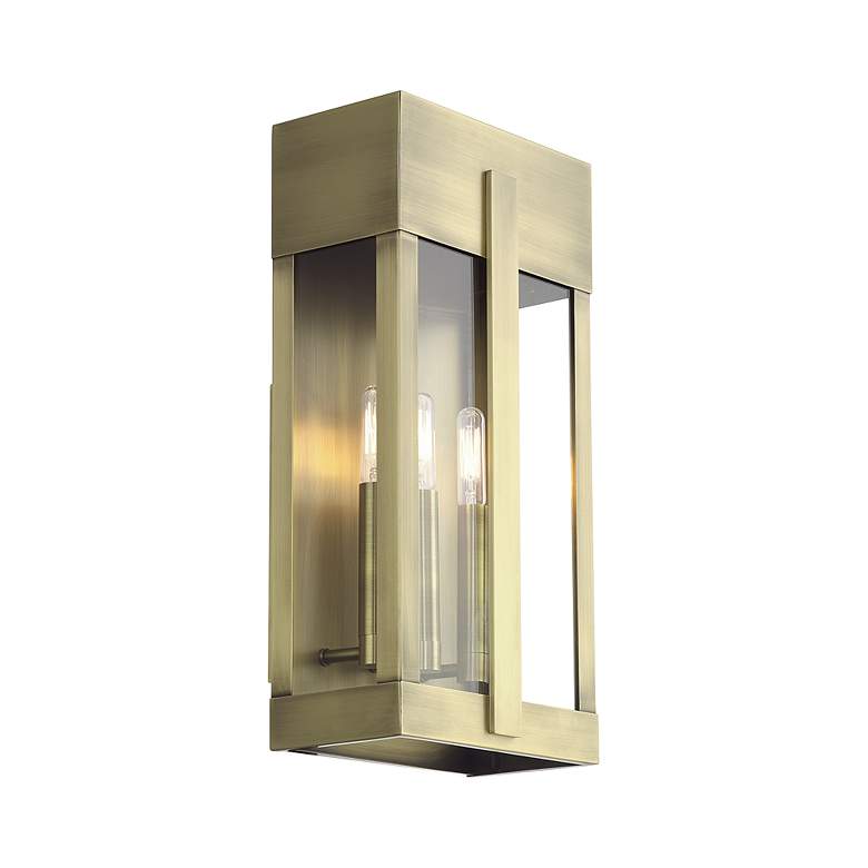 Image 5 3 Light Antique Brass Large Outdoor Wall Lantern with Clear Glass more views