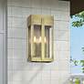 3 Light Antique Brass Large Outdoor Wall Lantern with Clear Glass