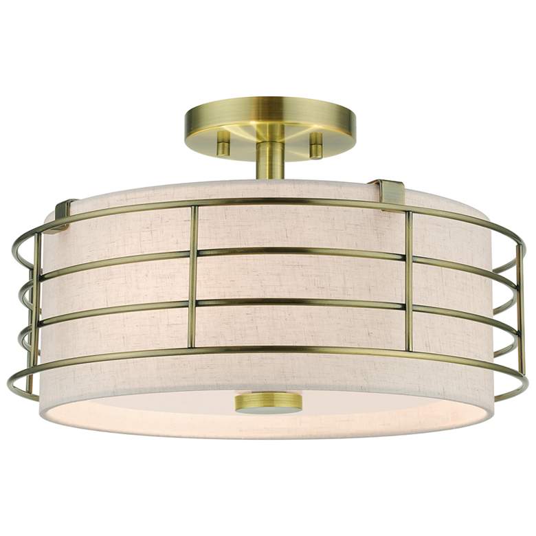 Image 1 3 Light Antique Brass Large Semi-Flush