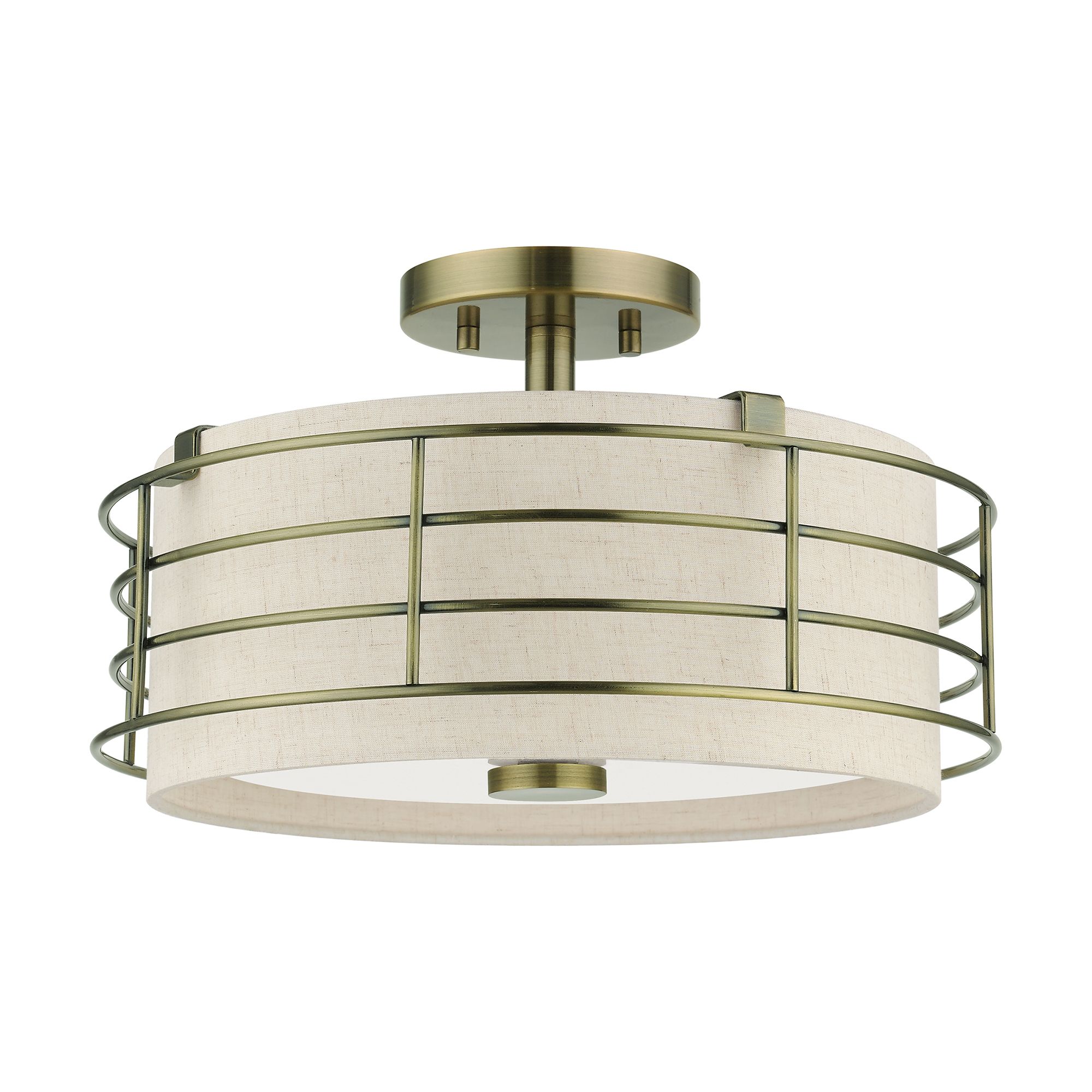 Image 3 3 Light Antique Brass Large Semi-Flush more views