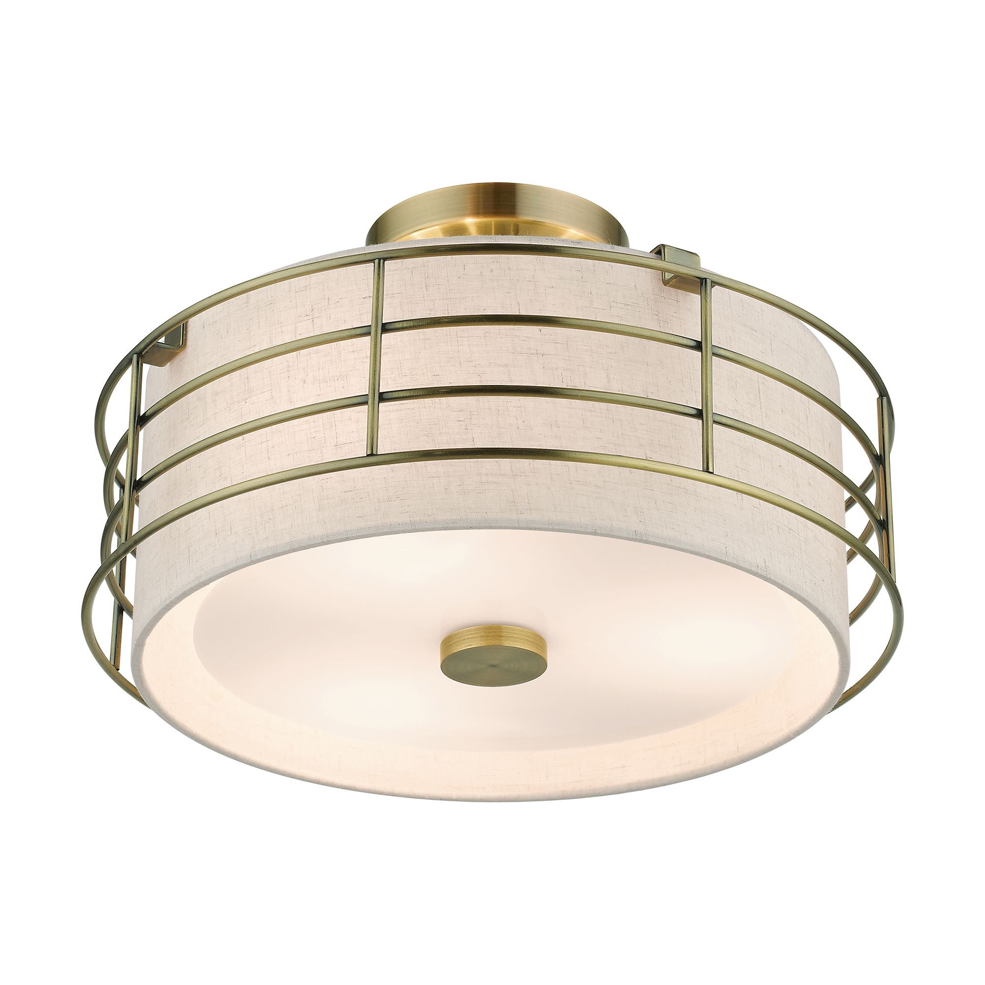 Image 5 3 Light Antique Brass Large Semi-Flush more views