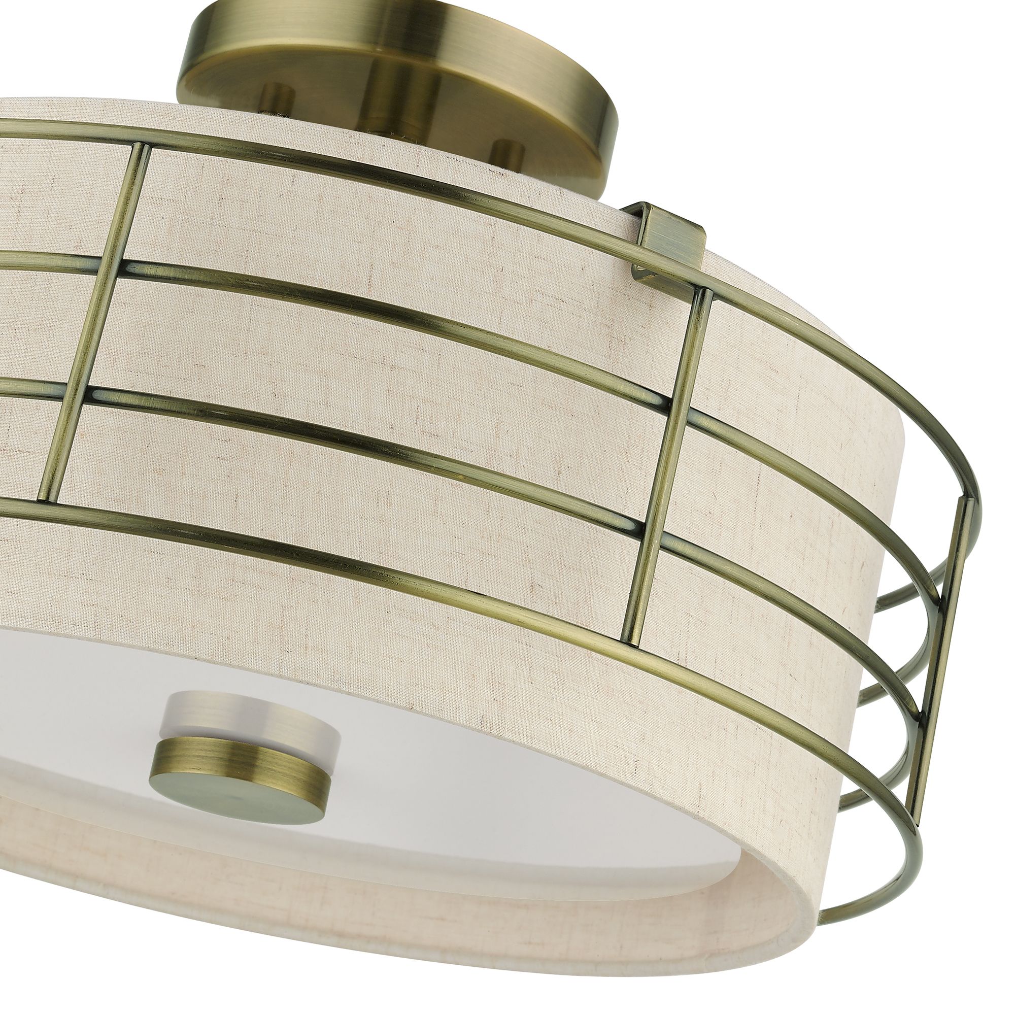 Image 7 3 Light Antique Brass Large Semi-Flush more views