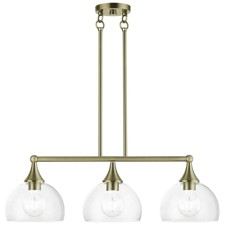 Image 2 3 Light Antique Brass Linear Chandelier