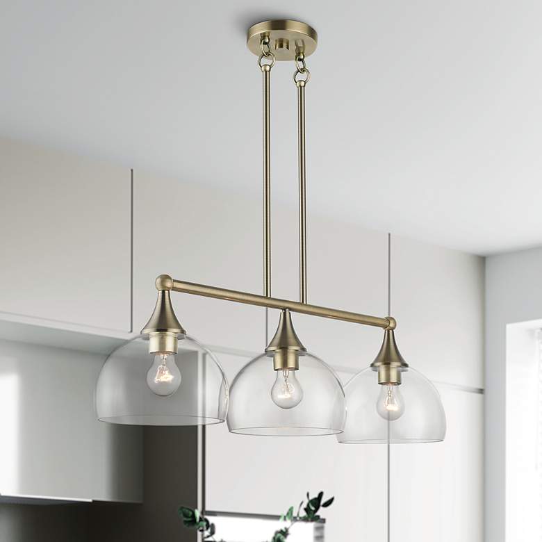 Image 1 3 Light Antique Brass Linear Chandelier