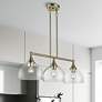 1_3 Light Antique Brass Linear Chandelier