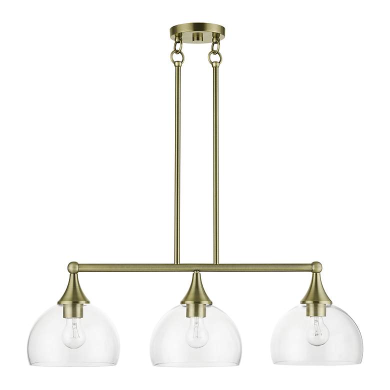 Image 3 3 Light Antique Brass Linear Chandelier more views