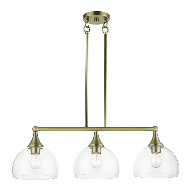 Image 4 3 Light Antique Brass Linear Chandelier more views