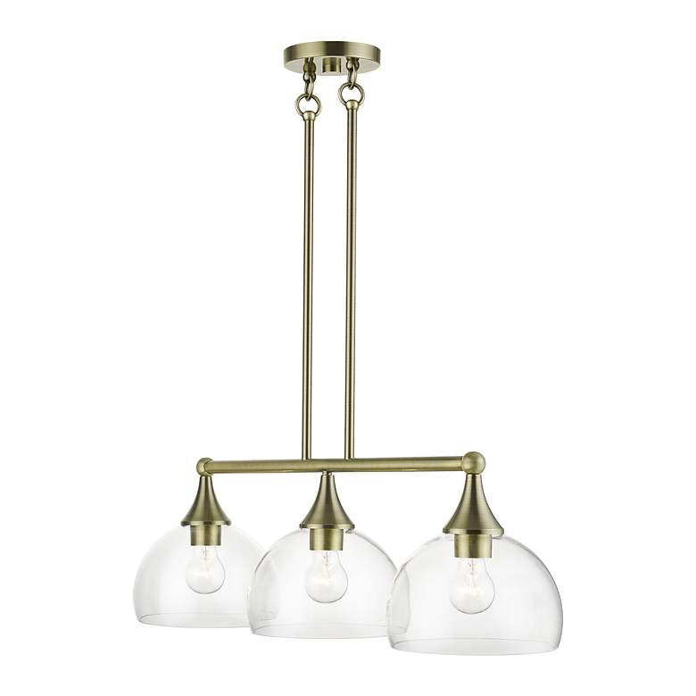 Image 5 3 Light Antique Brass Linear Chandelier more views