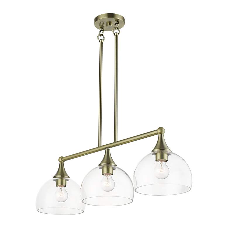 Image 6 3 Light Antique Brass Linear Chandelier more views