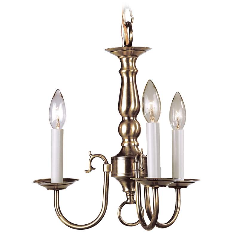 Image 2 3 Light Antique Brass Mini Chandelier