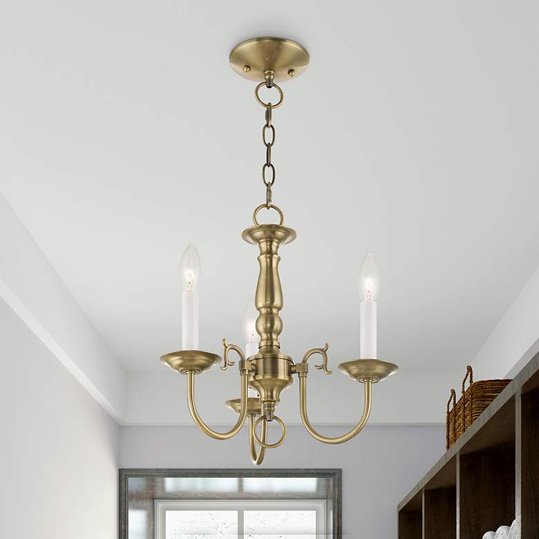 Image 1 3 Light Antique Brass Mini Chandelier