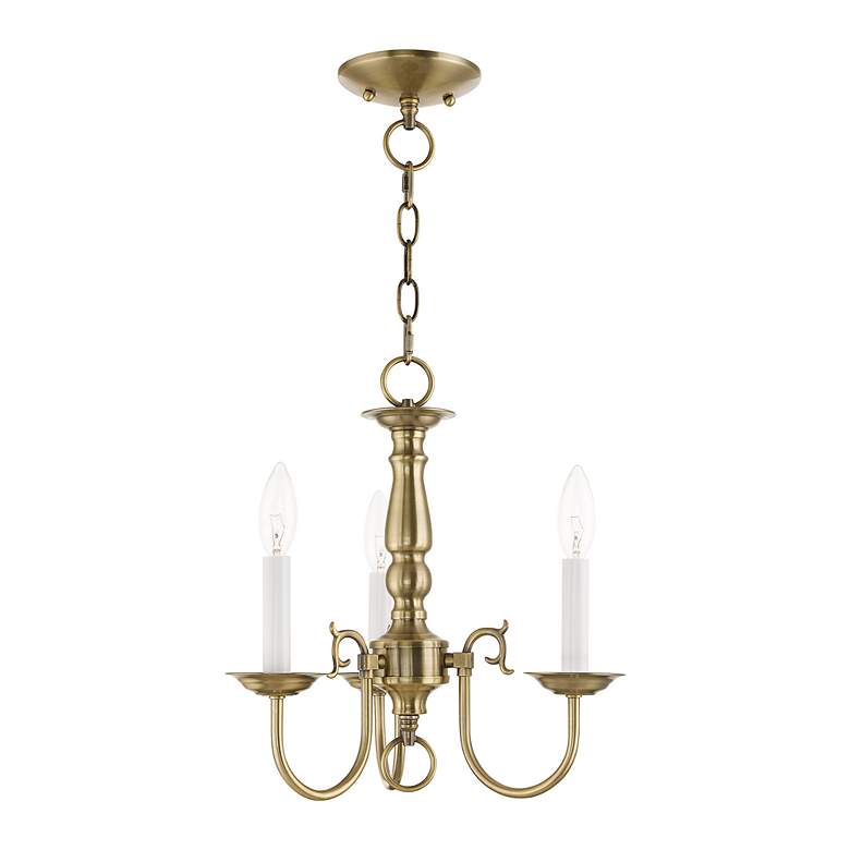 Image 3 3 Light Antique Brass Mini Chandelier more views