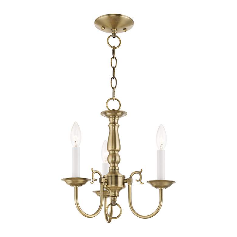 Image 4 3 Light Antique Brass Mini Chandelier more views