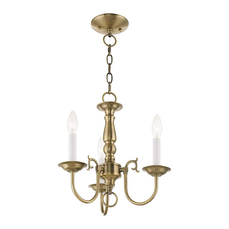 Image 5 3 Light Antique Brass Mini Chandelier more views