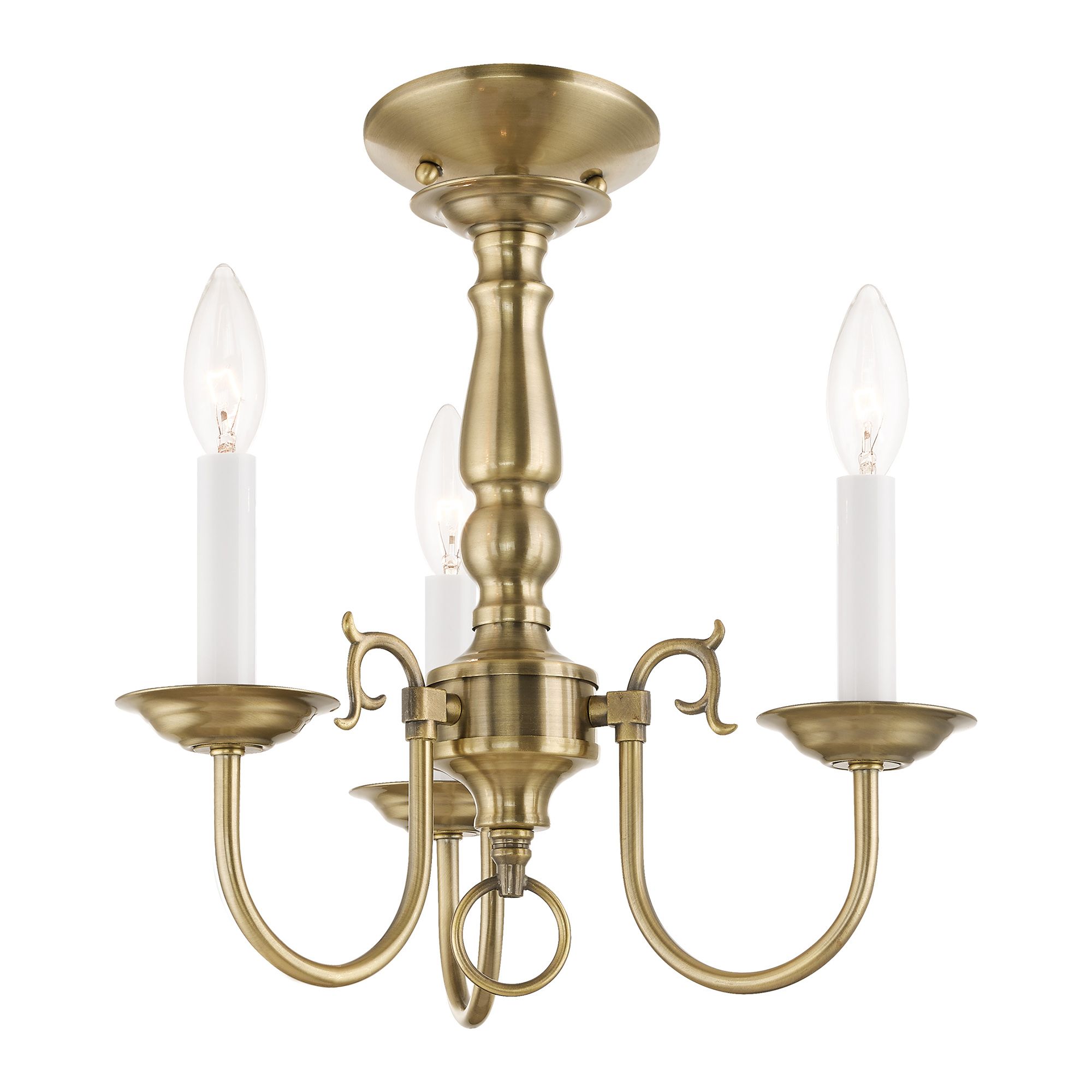 3 Light Antique Brass Mini Chandelier
