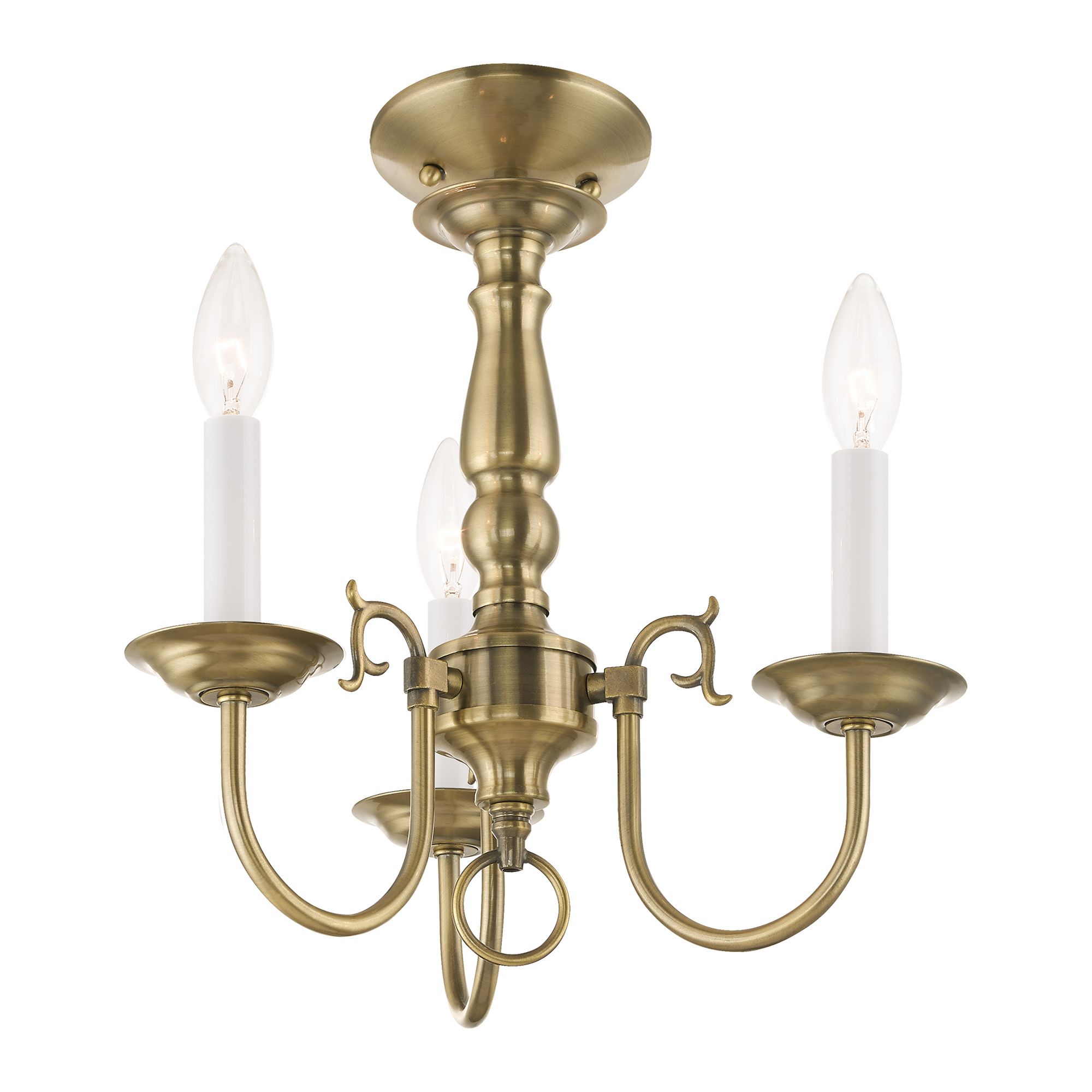 3 Light Antique Brass Mini Chandelier
