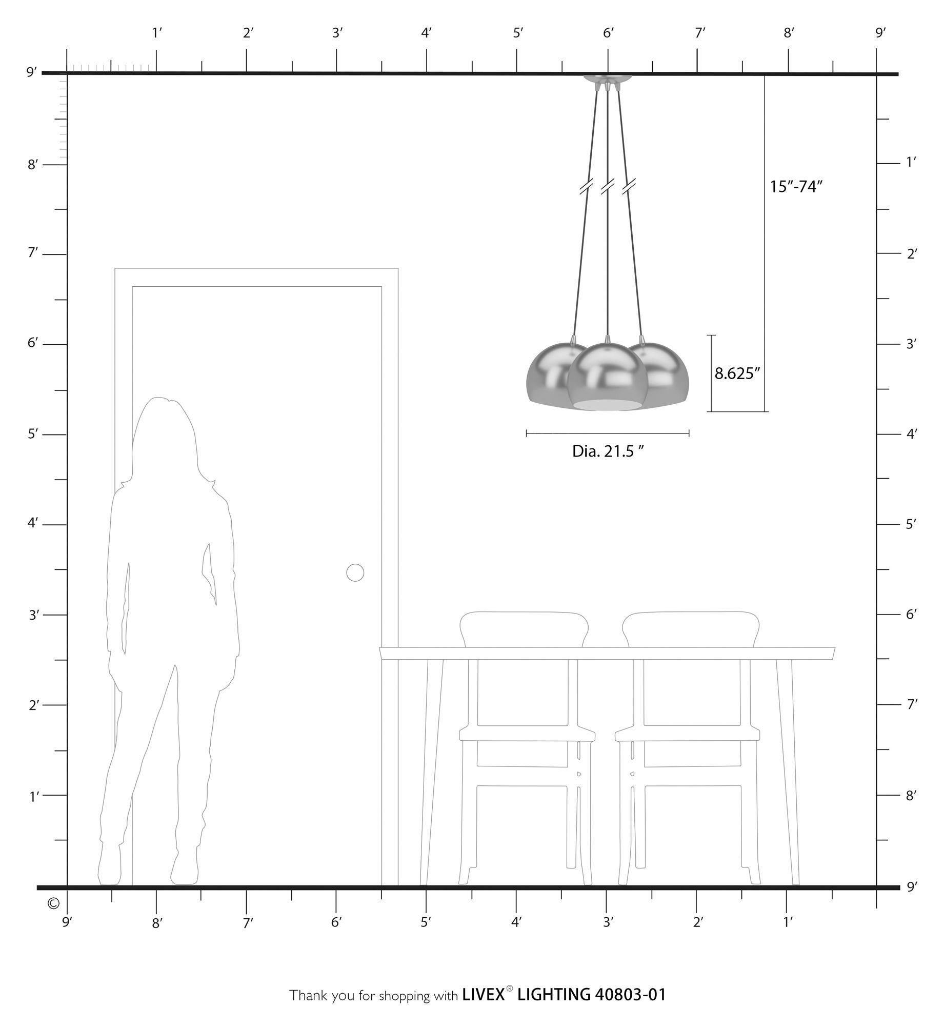 3 Light Antique Brass Multi Pendant