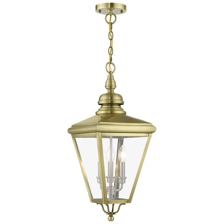 Image 2 3 Light Antique Brass Outdoor Large Pendant Lantern