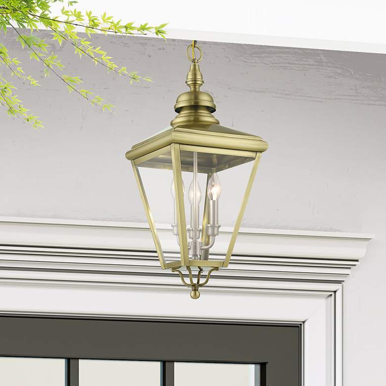 Image 1 3 Light Antique Brass Outdoor Large Pendant Lantern