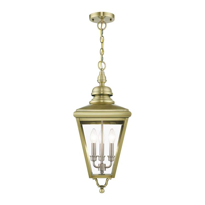 Image 7 3 Light Antique Brass Outdoor Large Pendant Lantern more views