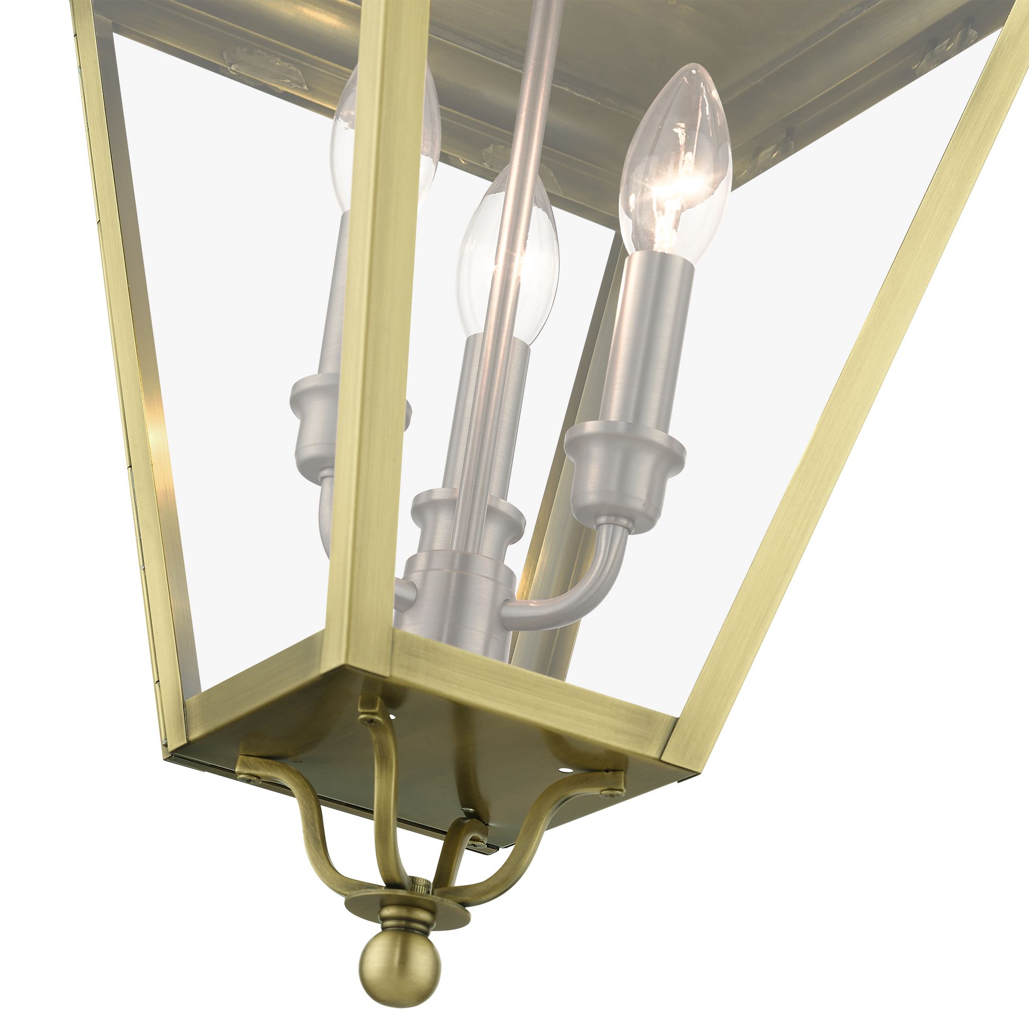 3 Light Antique Brass Outdoor Large Pendant Lantern