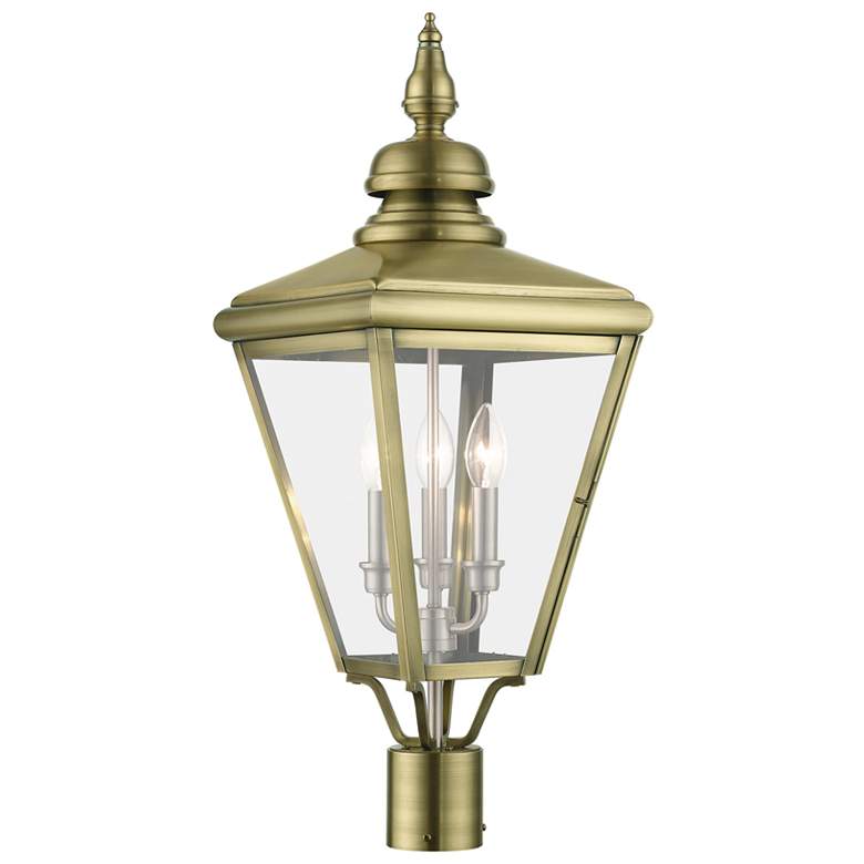 Image 1 3 Light Antique Brass Outdoor Large Post Top Lantern