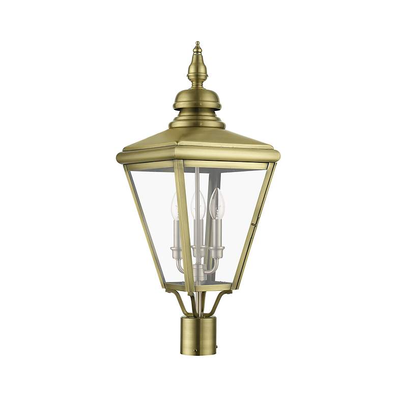 Image 3 3 Light Antique Brass Outdoor Large Post Top Lantern more views